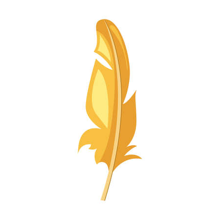 Golden feather, cartoon vector illustrationのイラスト素材