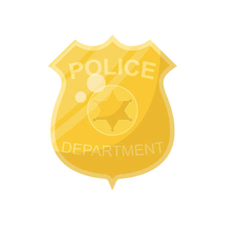 Cartoon golden police badge, vector illustrationのイラスト素材