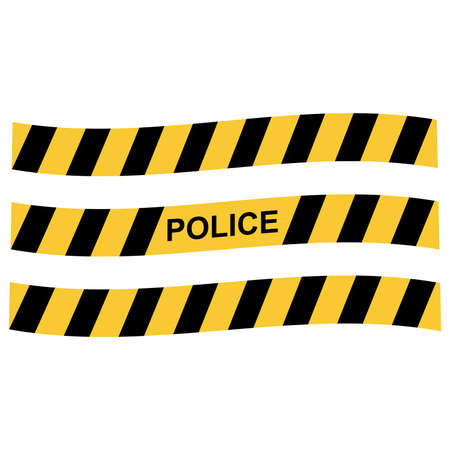 Cartoon police border tape stripes, vector illustrationのイラスト素材