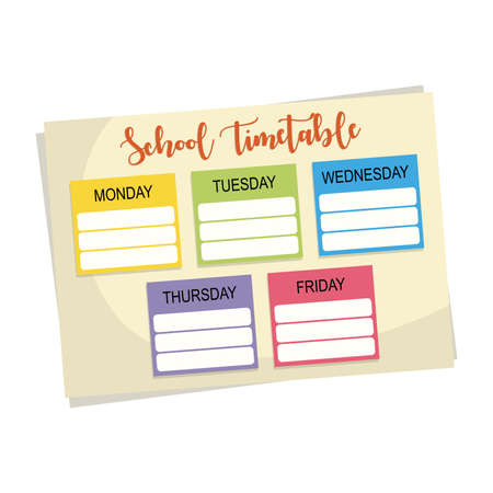 Cartoon icon of school week timetable schedule, vector illustrationのイラスト素材
