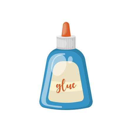 Cartoon blue bottle of glue, vector illustrationのイラスト素材