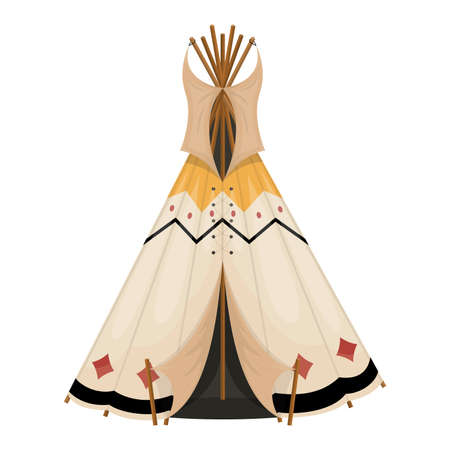Cartoon tee pee traditional native americans wigwam. Vector illustrationのイラスト素材