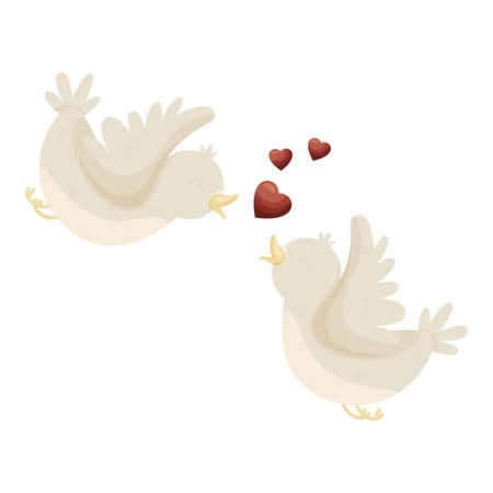 Cartoon couple of lovebirds for Valentines day. Vector illustrationのイラスト素材