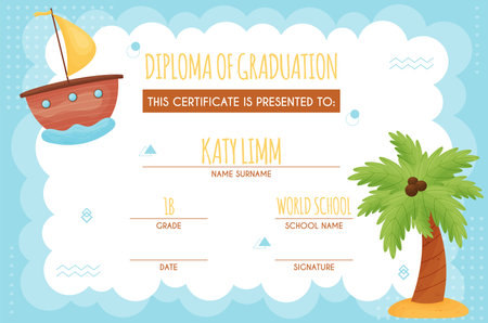 Diploma of graduation certificate template, vector illustration.のイラスト素材