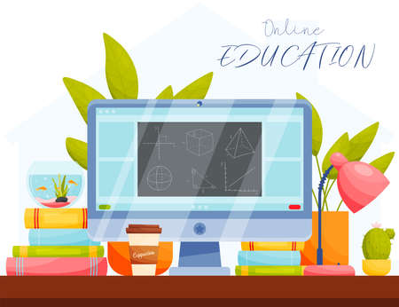 Online education. Remote learning concept. vector illustration.のイラスト素材