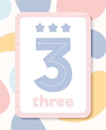 Printable colourful educational number flashcard. vector illustrationのイラスト素材