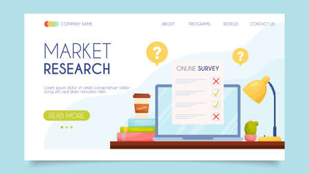 Market research. Landing page concept. Flat design, vector illustration.のイラスト素材