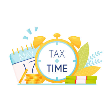 Tax time background. Vector illustrationのイラスト素材