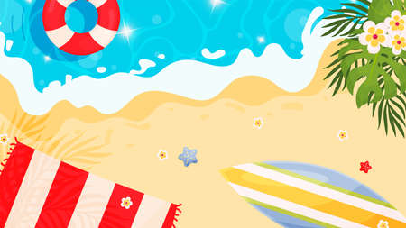 Summer beach background. Vector illustrationのイラスト素材