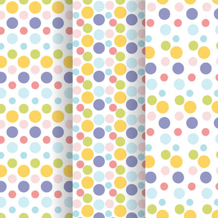 Set of seamless colourful polka dot patterns. Vector illustrationのイラスト素材