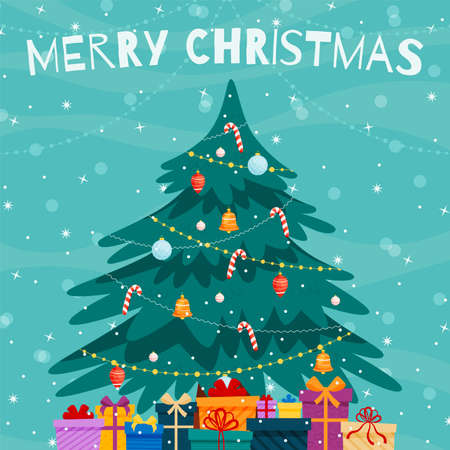 Merry Christmas greeting card flyer concept.のイラスト素材