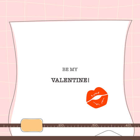 Valentines day greeting card concept template in flat design, with hand drawing illustrations and letteringのイラスト素材