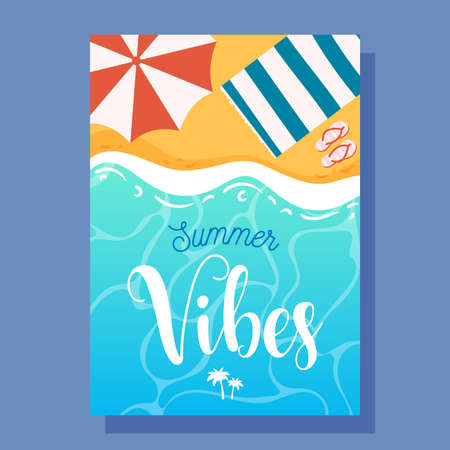 Summer Vibes flyer card. Vector illustration concept.のイラスト素材