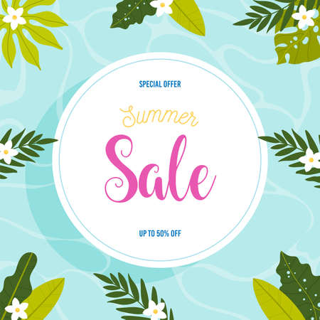 Summer Sale flyer card. Vector illustration concept.のイラスト素材