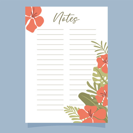 Printable notes concept, with tropical exotic background. Vector illustrationのイラスト素材