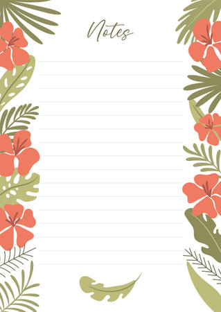 Printable notes concept, with tropical exotic background. Vector illustrationのイラスト素材