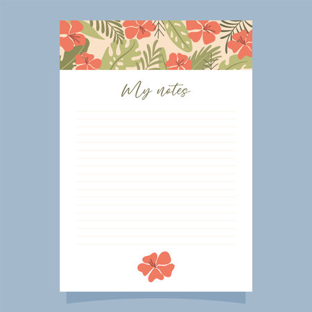 Printable notes concept, with tropical exotic background. Vector illustrationのイラスト素材