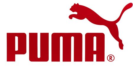 Minsk, Belarus - november 1, 2019: red icon of brand Puma on white background, isolatedのeditorial素材