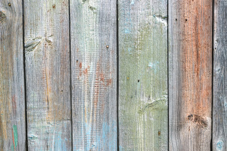 colored vintage wooden boards with different color shades for the backgroundの写真素材