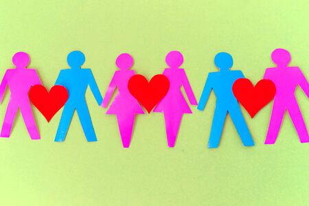 demonstrations same sex couples in love on green background. Human rights and tolerance concept. a symbol of the LGBT.の写真素材