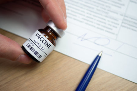 The person refuses to be vaccinated against coronavirus and ticks the questionnaire. vaccination...