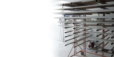 Industrial equipment for painting production. painted wood products from wood furniture factory....