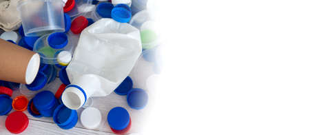 Waste sorting at home. Plastic waste for recycling. Zero waste and eco friendly deliberate sorting...