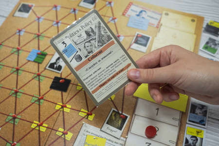 Minsk, BELARUS - November 3, 2021: Watergate card board duel game for two players