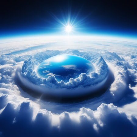 Planet in global warming concept. Earth climate change. Save earth and environment concept. Earth globe with clouds.の素材