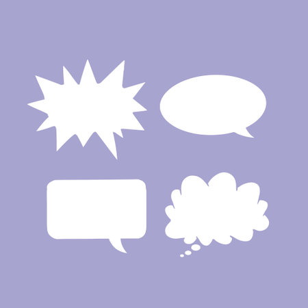 Set of speech bubbles. Vector illustration. White on a purple background.のイラスト素材