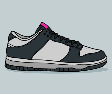 Sneakers. Vector illustration of a pair of black sneakers.のイラスト素材