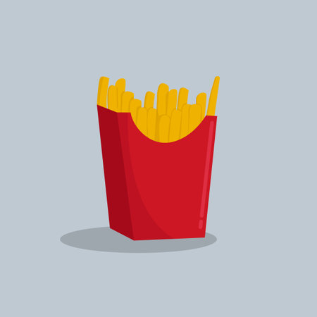 French fries in a red box. Fast food. Vector illustration.のイラスト素材