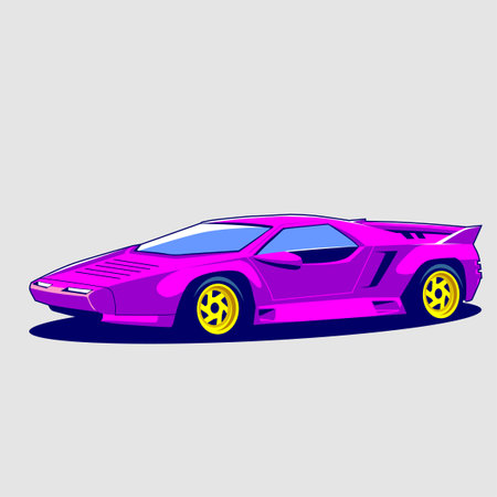 Purple sport car. Vector illustration. Isolated on gray background.のイラスト素材