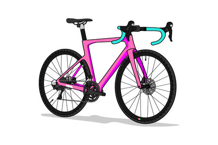Pink bicycle on a white background. Vector illustration of a bicycle.のイラスト素材