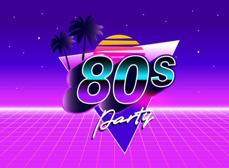 80s Retro Style 80s Party Banner. Vector Illustration.