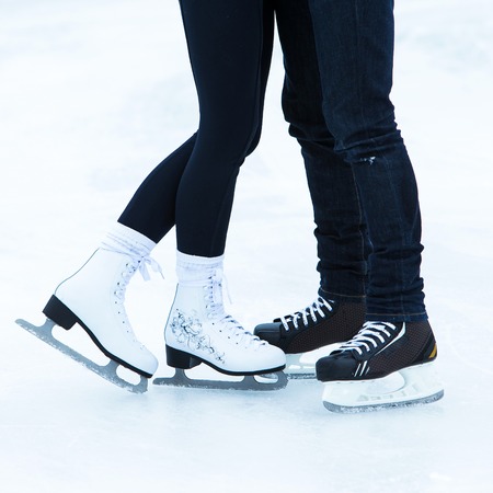 Skates Couple on the ice rink - Stock Image - Everypixel