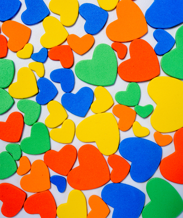 Heap of colorful candies confetti of heart shape, abstract background, Valentine Day holiday conceptの写真素材