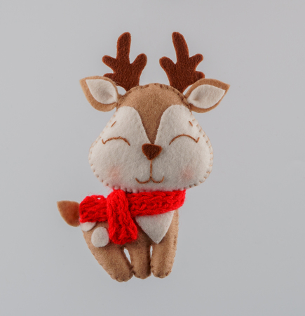 toy deer from felt, Soft toy for child.の写真素材