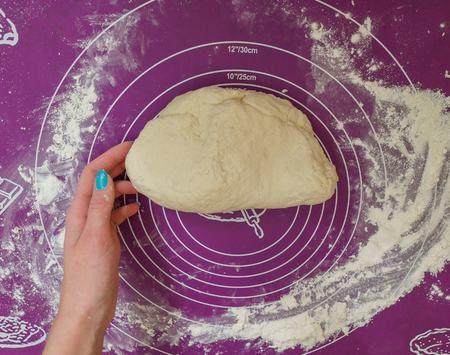pizza prepare dough hand topping, women hands