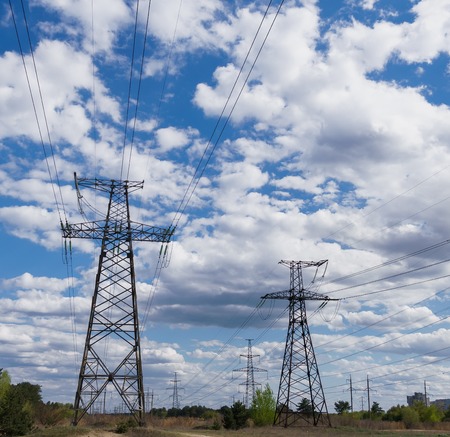 silhouette of high voltage electrical pole structure.