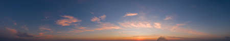 Colorful sky with cirrus clouds during dawn. High resolution panorama. View from above.