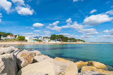 Panoramic landscape of the city and the beach in England