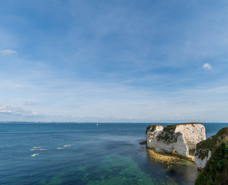 Old Harry Rocks in Dorset. Part of the Jurassic coast, a world heritage siteの写真素材