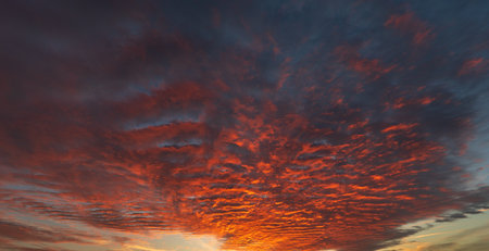 Beautiful orange sun rise with sea and clouds