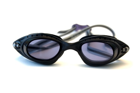 Glasses for swimming isolated on a white backgroundの写真素材