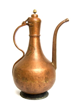 Ancient turkish water jar isolated on a white background の写真素材