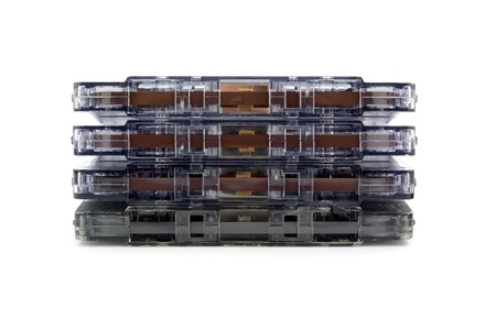 Four audio cassettes isolated on a white background の写真素材
