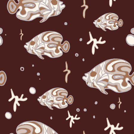 Seamless pattern with sea shells and starfish. vector illustration.のイラスト素材