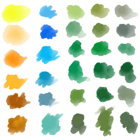 Set of watercolor blobs. Hand drawn watercolor stains. vector illustration.のイラスト素材