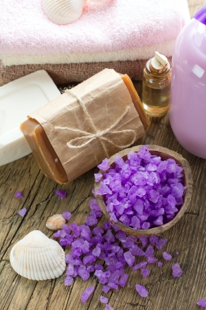 Aromatic spa set with sea saltの写真素材